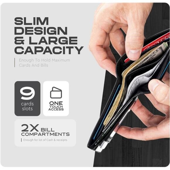 Wallet for Men’s - Genuine Leather Slim Bifold RFID Wallet - Gift for Men - Picture 3 of 7